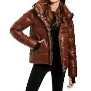 Sam.  Isabel Vegan Leather Down Puffer Jacket- LARGE